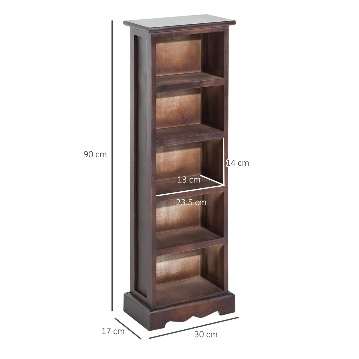 easycomfort easycomfort mobiletto scaffale porta cd con 5 ripiani di archivazione in legno marrone 30x 17x 90cm ean 8054144131269