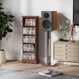 easycomfort easycomfort mobiletto scaffale porta cd con 5 ripiani di archivazione in legno marrone 30x 17x 90cm ean 8054144131269