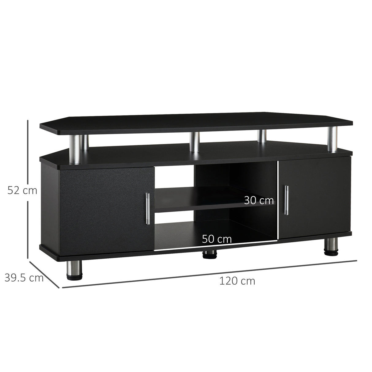 easycomfort easycomfort mobile porta tv classico da soggiorno con 2 ripiani e 2 armadietti in mdf e acciaio inox nero 120x39 5x52cm ean 8055776910765