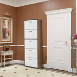 easycomfort easycomfort scarpiera slim a 5 livelli con 2 ripiani per livello in mdf 60x28x189 cm bianco e marrone