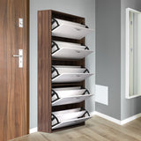 easycomfort easycomfort scarpiera slim a 5 livelli con 2 ripiani per livello in mdf 60x28x189 cm bianco e marrone