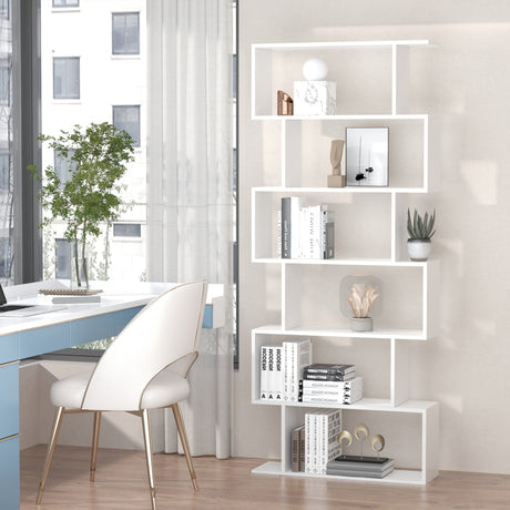 easycomfort easycomfort scaffale alto con 6 ripiani libreria scaffalatura in legno design moderno bianco 80 23 192cm ean 8054111844444