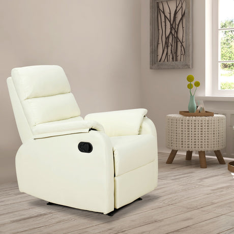easycomfort easycomfort poltrona relax per interni reclinabile manualmente con cuscino imbottito in pelle pu e acciaio 75x82x99 cm crema ean 8055776913384