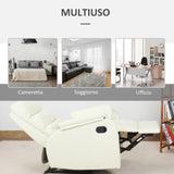 easycomfort easycomfort poltrona relax per interni reclinabile manualmente con cuscino imbottito in pelle pu e acciaio 75x82x99 cm crema ean 8055776913384