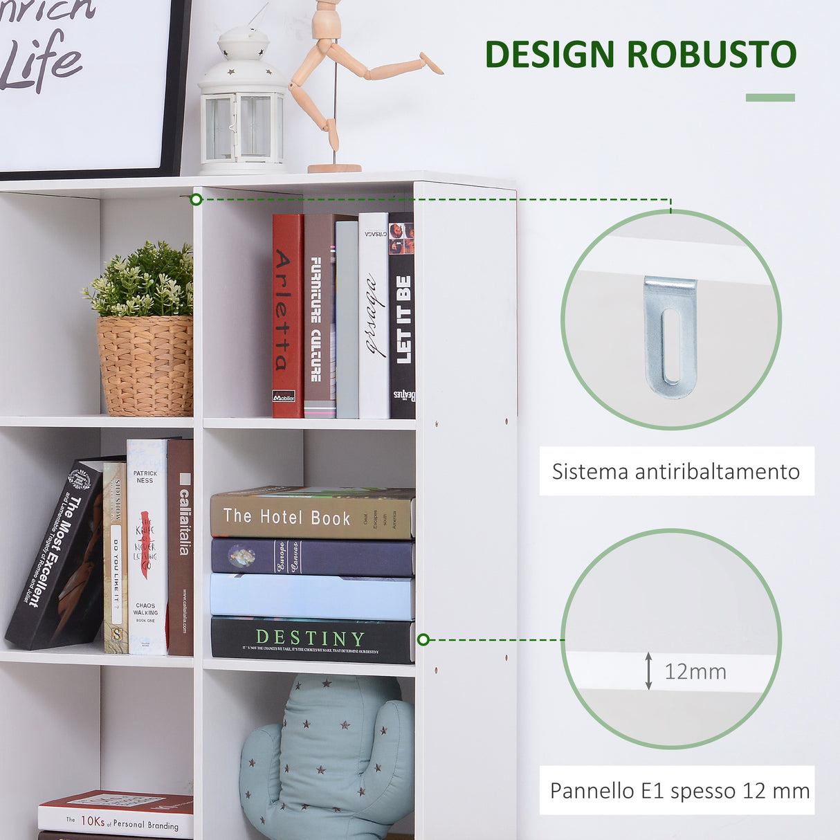 easycomfort easycomfort libreria bianca per casa e ufficio scaffale dal design moderno con 9 scomparti in legno 91x29 5x91cm ean 8054111845700