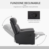 easycomfort easycomfort poltrona relax reclinabile imbottita ergonomica con poggiapiedi pelle pu 80 x 97 x 107cm nero ean 8055776912912