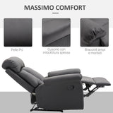 easycomfort easycomfort poltrona relax reclinabile imbottita ergonomica con poggiapiedi pelle pu 80 x 97 x 107cm nero ean 8055776912912