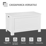 easycomfort easycomfort panca contenitore multiuso in legno mdf apertura con blocco di sicurezza 81x40x46cm bianco