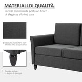 easycomfort easycomfort divano a 2 posti a seduta ampia con cuscini rimovibili da salotto in tessuto effetto lino e gommapiuma 141x70x78 cm grigio scuro e nero ean 8055776914503
