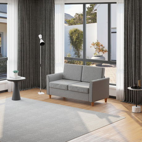 easycomfort easycomfort divano due posti linea moderna e compatta in lino grigio e legno 70cmx141cmx78cm ean 8055776914701