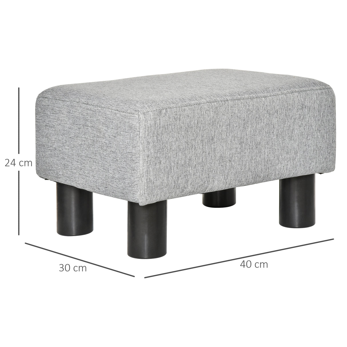 easycomfort easycomfort pouf poggiapiedi in tessuto effetto lino imbottito 40x30x24cm grigio