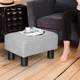 easycomfort easycomfort pouf poggiapiedi in tessuto effetto lino imbottito 40x30x24cm grigio