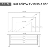 easycomfort easycomfort mobile tv con 3 scomparti aperti 2 armadietti e piano dappoggio mobile per tv fino a 50 in truciolato 105x40x52cm bianco e legno