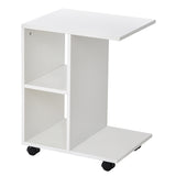 easycomfort easycomfort tavolino da salotto a c con 2 ripiani aperti e 4 ruote girevoli in truciolato 45x35x58cm bianco