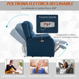 easycomfort easycomfort poltrona relax elettrica con schienale reclinabile 160 poggiapiedi e porta usb lino blu ean 8055776912745