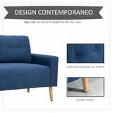 easycomfort easycomfort divano 2 posti moderno e trapuntato in stile nordico in poliestere e legno 145x76x88 cm blu