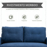 easycomfort easycomfort divano 2 posti moderno e trapuntato in stile nordico in poliestere e legno 145x76x88 cm blu