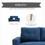 easycomfort easycomfort divano 2 posti moderno e trapuntato in stile nordico in poliestere e legno 145x76x88 cm blu
