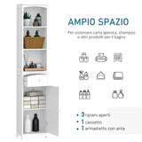 easycomfort easycomfort mobiletto a colonna bagno salvaspazio in mdf bianco armadietto bagno multifunzione per camera con 3 ripiani 34x24x170cm ean 8054111847384