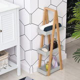 easycomfort easycomfort scaffale salvaspazio da bagno in mdf e bambu forma a piramide con 3 mensole color legno e grigio 30x18x81cm ean 8054111842150