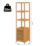 easycomfort easycomfort mobile alto bagnoterrazzo scaffale a torre in bambu 4 ripiani armadietto con anta 36x33x140cm color legno ean 8054111845311