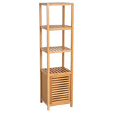 easycomfort easycomfort mobile alto bagnoterrazzo scaffale a torre in bambu 4 ripiani armadietto con anta 36x33x140cm color legno ean 8054111845311