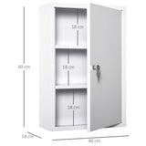 easycomfort easycomfort armadietto medicinali a 3 livelli in acciaio con 2 chiavi e montaggio a parete 40x18x60 cm bianco