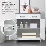 easycomfort easycomfort mobiletto bagno con 2 ante 2 cassetti e ripiano regolabile in mdf 68x33x76cm