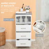 easycomfort easycomfort mobiletto bagno con scaffale aperto e 3 cassetti in mdf 40x33x80cm bianco
