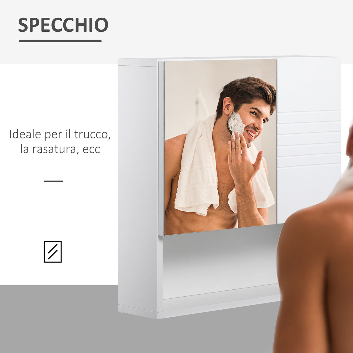 easycomfort easycomfort armadietto specchiera bagno mobiletto bagno pensile con fissaggio a muro 54x15x55cm bianco