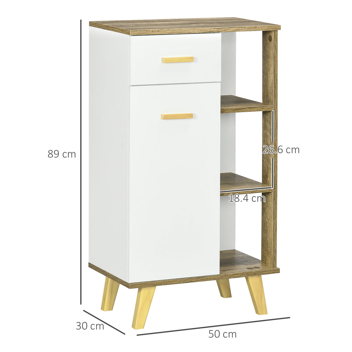 easycomfort easycomfort mobile bagno moderno con armadietto cassetto e ripiani in legno 50x30x89cm bianco