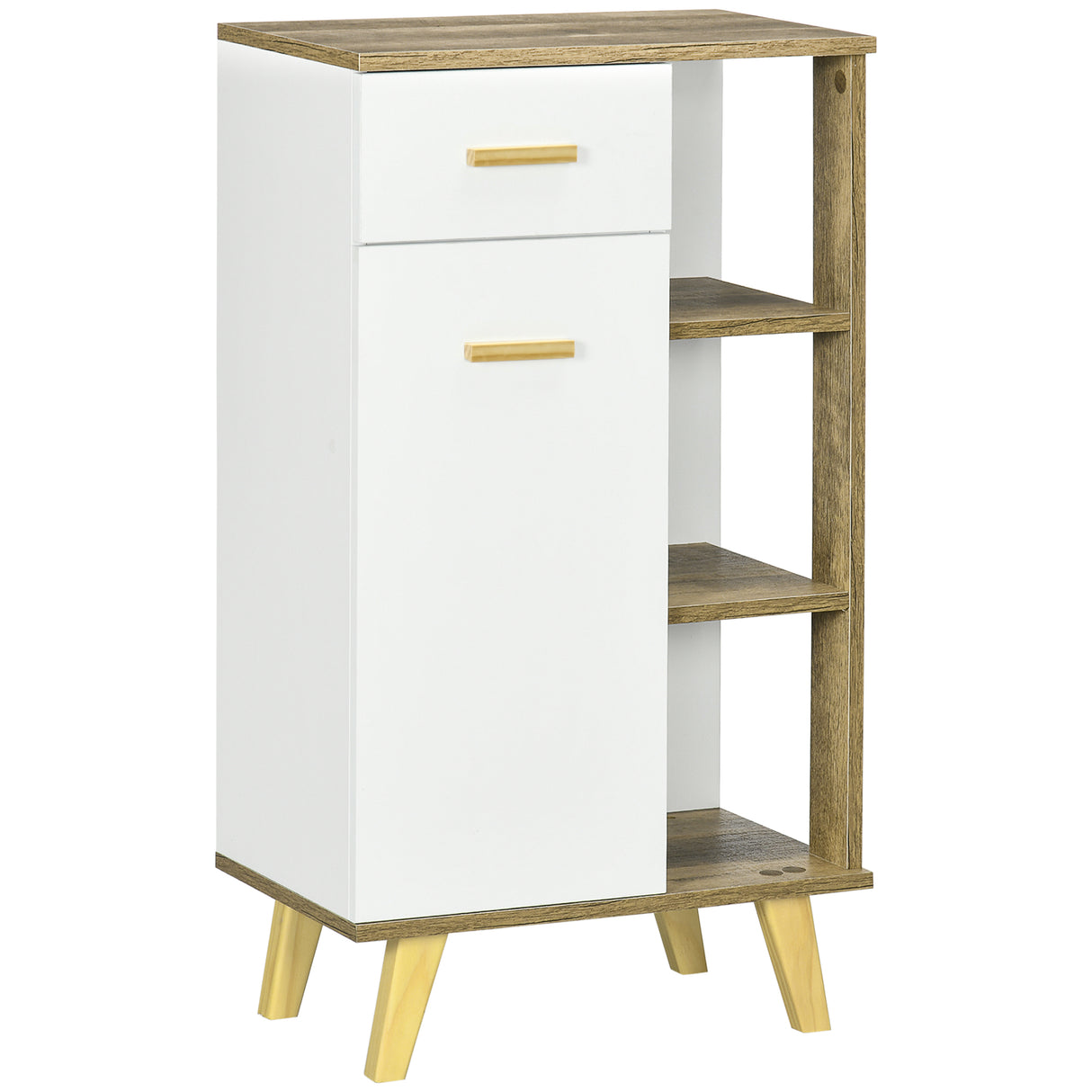 easycomfort easycomfort mobile bagno moderno con armadietto cassetto e ripiani in legno 50x30x89cm bianco