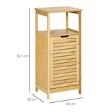 easycomfort easycomfort mobiletto bagno con cesto multiuso per bucato e giocattoli in mdf e bambu 40x30x86 5cm
