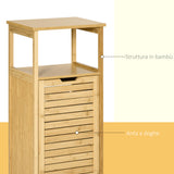 easycomfort easycomfort mobiletto bagno con cesto multiuso per bucato e giocattoli in mdf e bambu 40x30x86 5cm