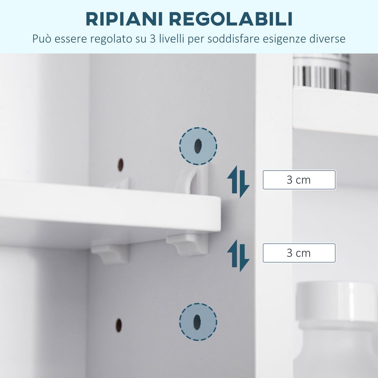 easycomfort easycomfort specchiera bagno con mensole e armadietto con anta specchiata 100x15x70cm bianco