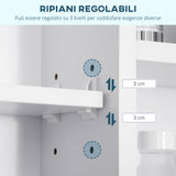 easycomfort easycomfort specchiera bagno con mensole e armadietto con anta specchiata 100x15x70cm bianco