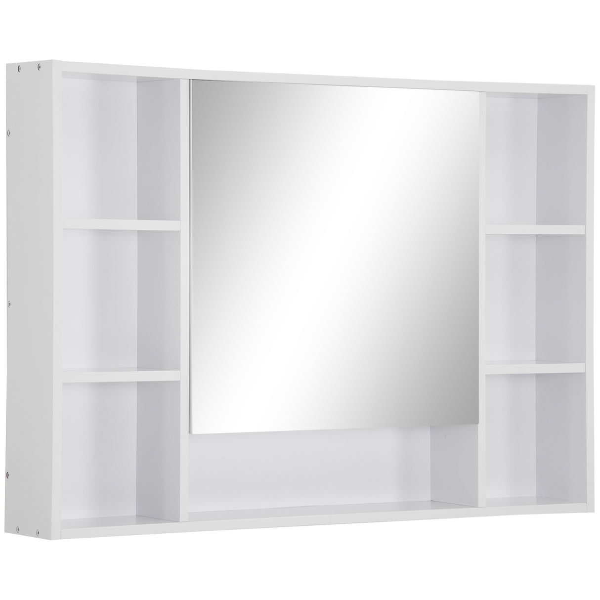 easycomfort easycomfort specchiera bagno con mensole e armadietto con anta specchiata 100x15x70cm bianco