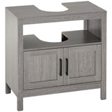 easycomfort easycomfort mobile sottolavabo con armadietto a 2 ante e ripiani in legno 60x30x60cm grigio