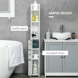 easycomfort easycomfort colonna bagno con mensole e armadietti mobile alto salvaspazio in legno 15x17x120cm bianco