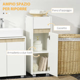 easycomfort easycomfort mobiletto bagno con cassetto e armadietto con mensola regolabile in legno 30x33x88cm bianco