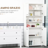 easycomfort easycomfort mobile bagno in truciolato bianco con 2 armadietti con ante e 2 ripiani aperti 80x33 5x190 cm