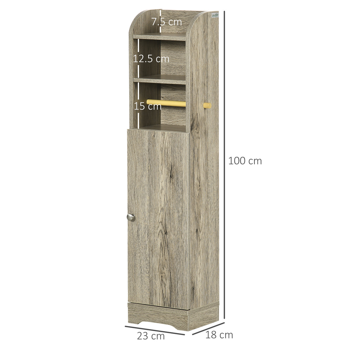 easycomfort easycomfort mobile bagno in truciolato con 2 ripiani e armadietto a 2 livelli 23x18x100cm grigio