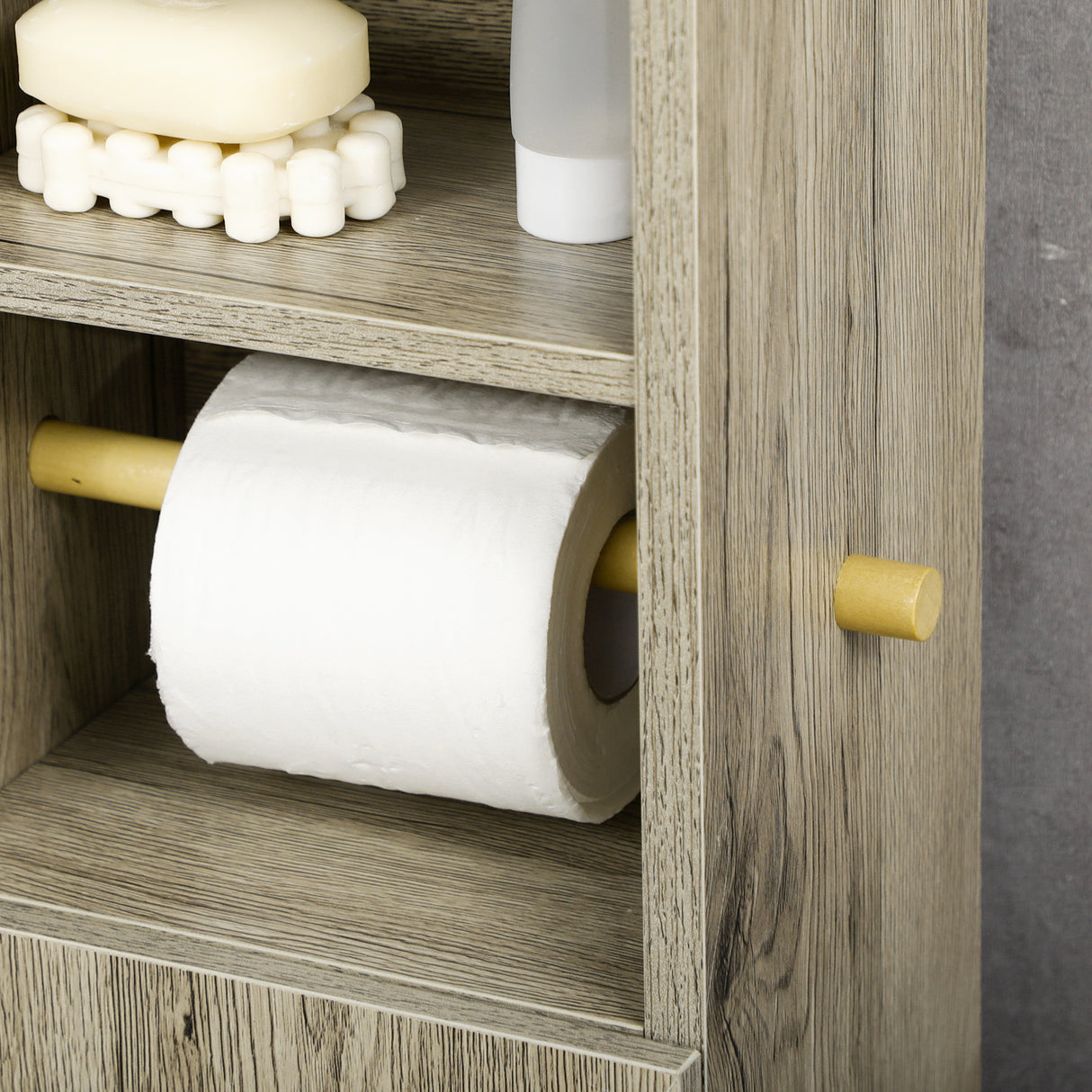 easycomfort easycomfort mobile bagno in truciolato con 2 ripiani e armadietto a 2 livelli 23x18x100cm grigio