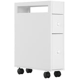 easycomfort easycomfort mobiletto salvaspazio bagno con 4 ruote 2 cassetti e ripiano aperto 16x49 5x66cm bianco
