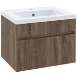 easycomfort easycomfort mobile lavabo da 60cm con cassetto in legno e lavandino in ceramica marrone chiaro