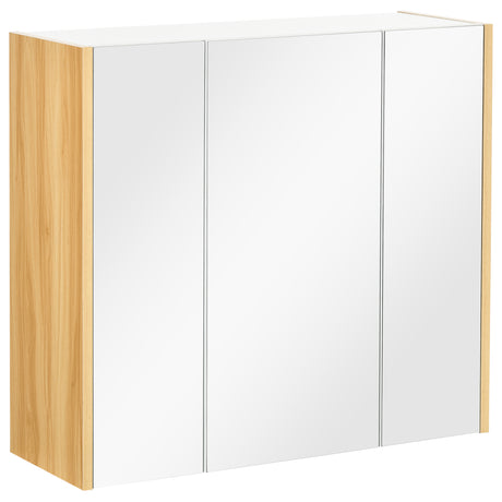 easycomfort easycomfort armadietto specchiera bagno a 3 ante con mensole regolabili 68x22x60cm bianco