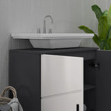 easycomfort easycomfort mobile sottolavabo bagno in legno con armadietto 2 ante 60x30x60cm grigio