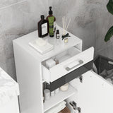 easycomfort easycomfort mobiletto bagno in mdf con cassetto e armadietto con ripiano interno regolabile 37x32 5x79 cm bianco