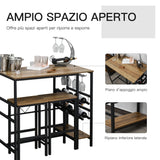 easycomfort easycomfort set tavolo 2 sgabelli alti da bar in legno isola cucina con portabottiglie e portabicchieri in stile industriale ean 8055776914565