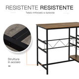 easycomfort easycomfort set tavolo 2 sgabelli alti da bar in legno isola cucina con portabottiglie e portabicchieri in stile industriale ean 8055776914565